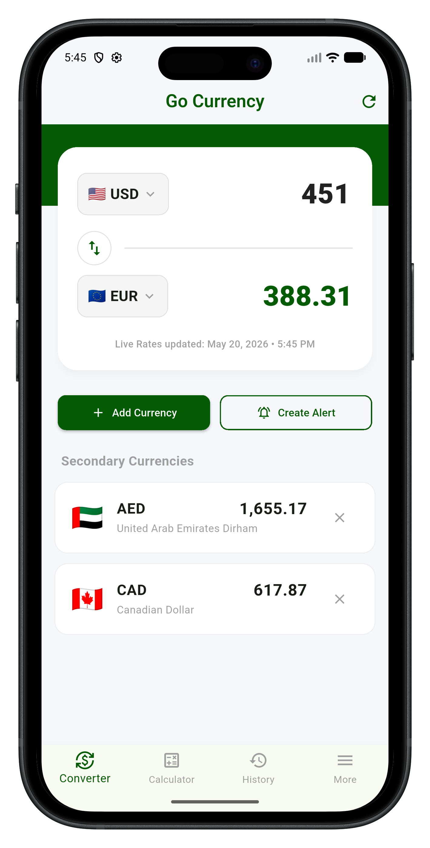 Go Currency screen 1